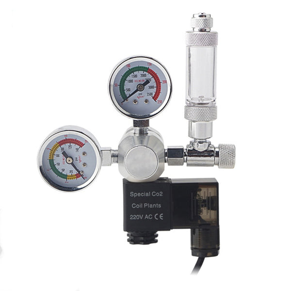 Aquarium CO2 Regulator Magnetic Solenoid Check Valve Fish Tank CO2 Pressure Reducing Valve DIY CO2 Control System Kit 220V 110V
